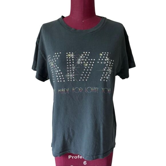 Daydreamer KISS I Was Made For Loving You Embellished Tee T-shirt M Gray - Picture 2 of 8